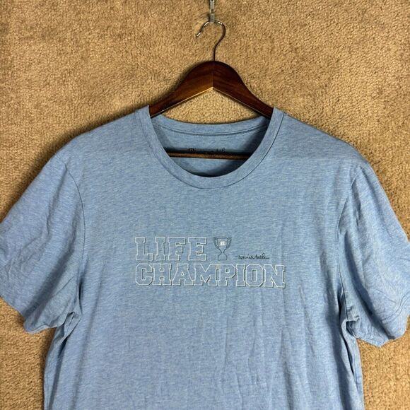 Travis Mathew T-Shirt Mens Size Large L Blue Life Champion Crewneck Pima Cotton - Picture 2 of 9
